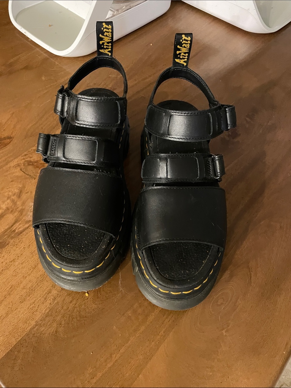 Dr. Martens Black Leather Platform Sandals